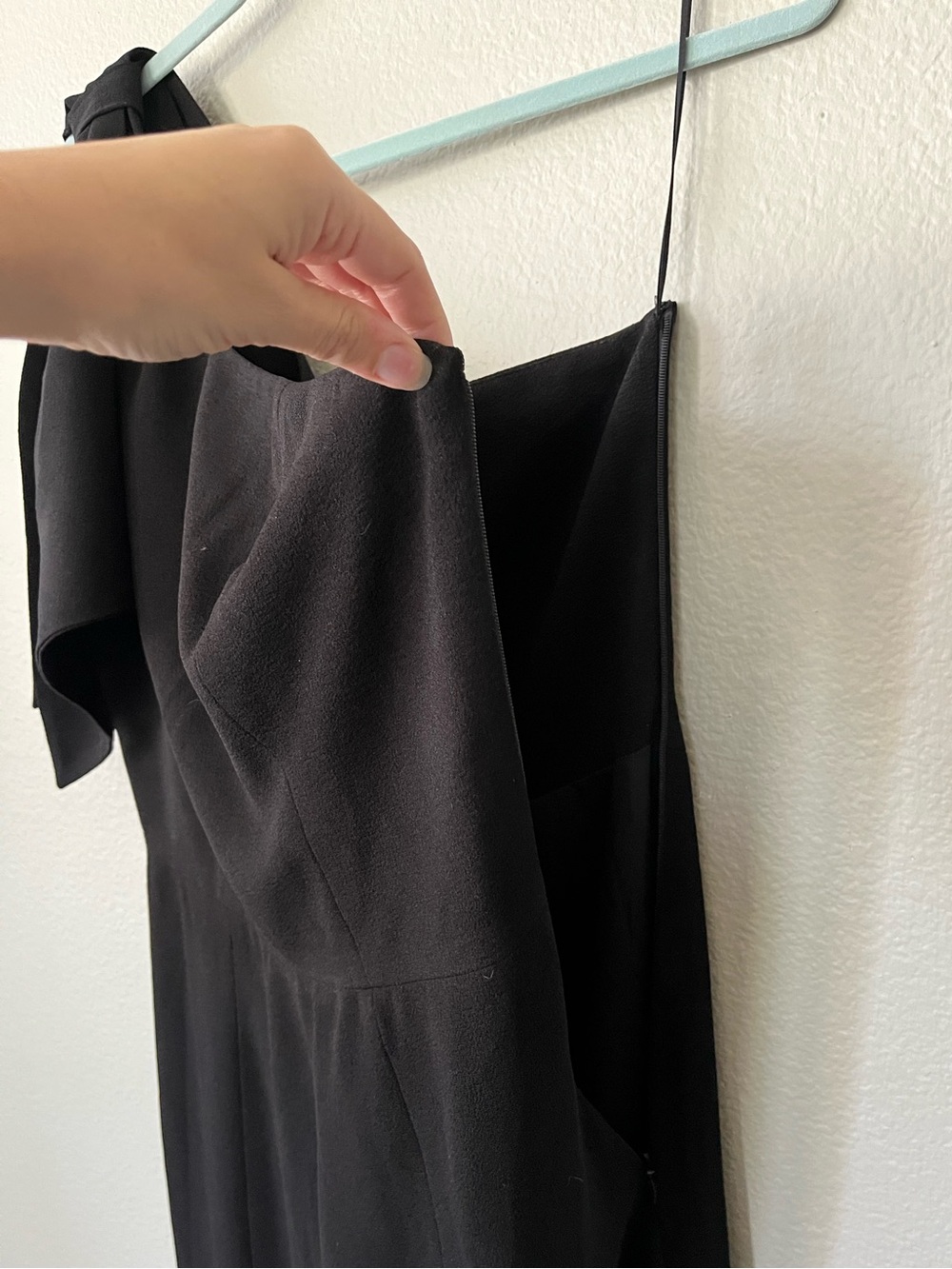 Dress The Population Georgina One Shoulder Crepe Black Gown Women's Size L - Picture 8 of 16